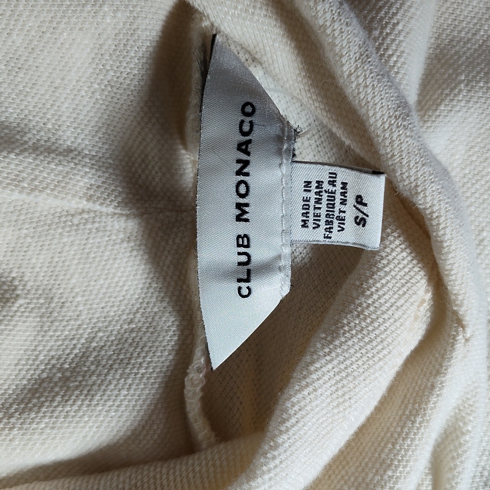 Club Monaco cream linen cotton pullover hoodie S - Picture 5 of 10